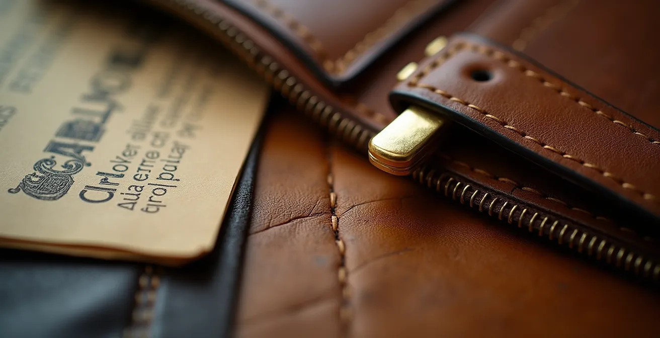 Close-up of luxury item authentication documents and certificates