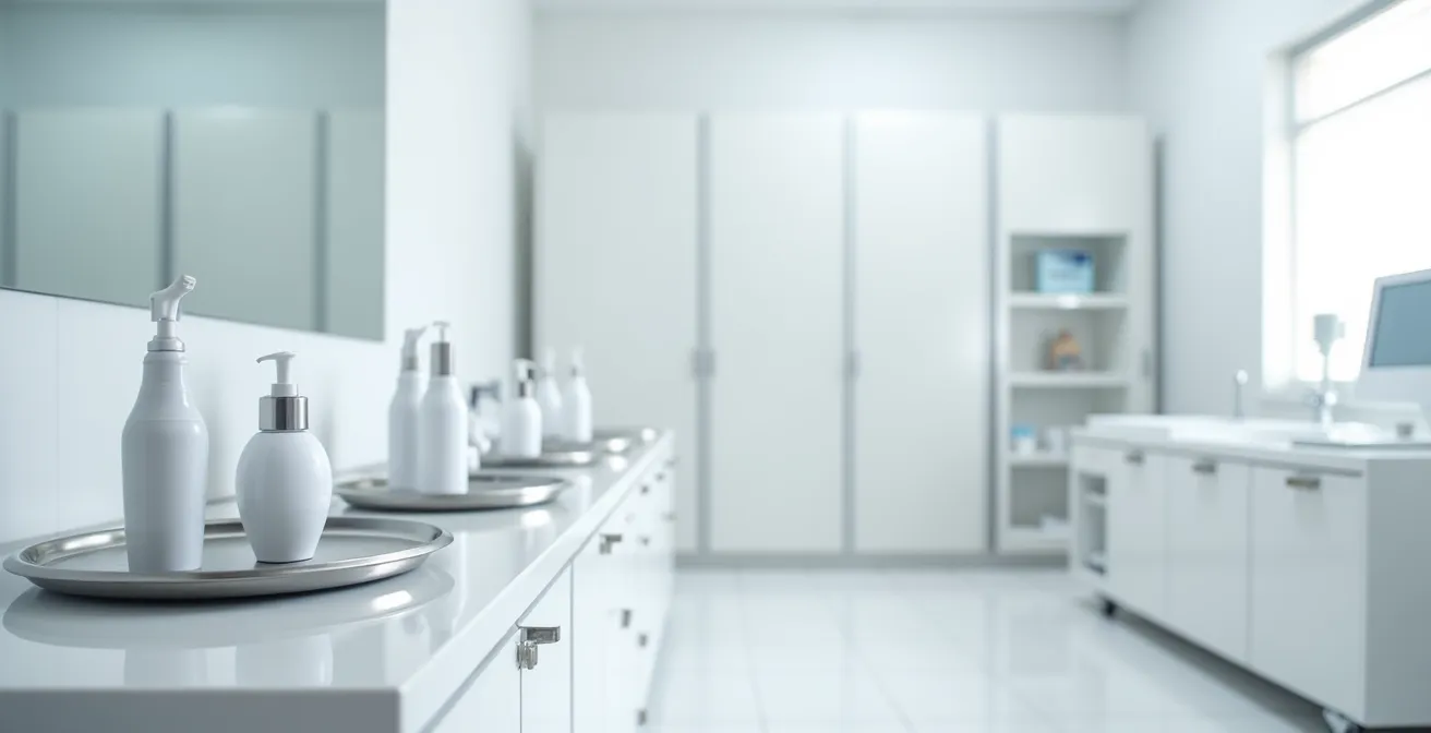 Clean medical spa treatment room showcasing professional hygiene standards