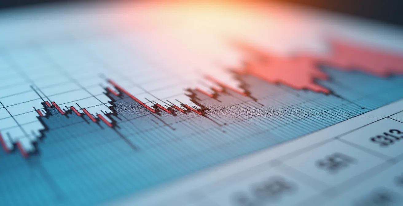 Close-up macro shot of price tracking charts and graphs on paper