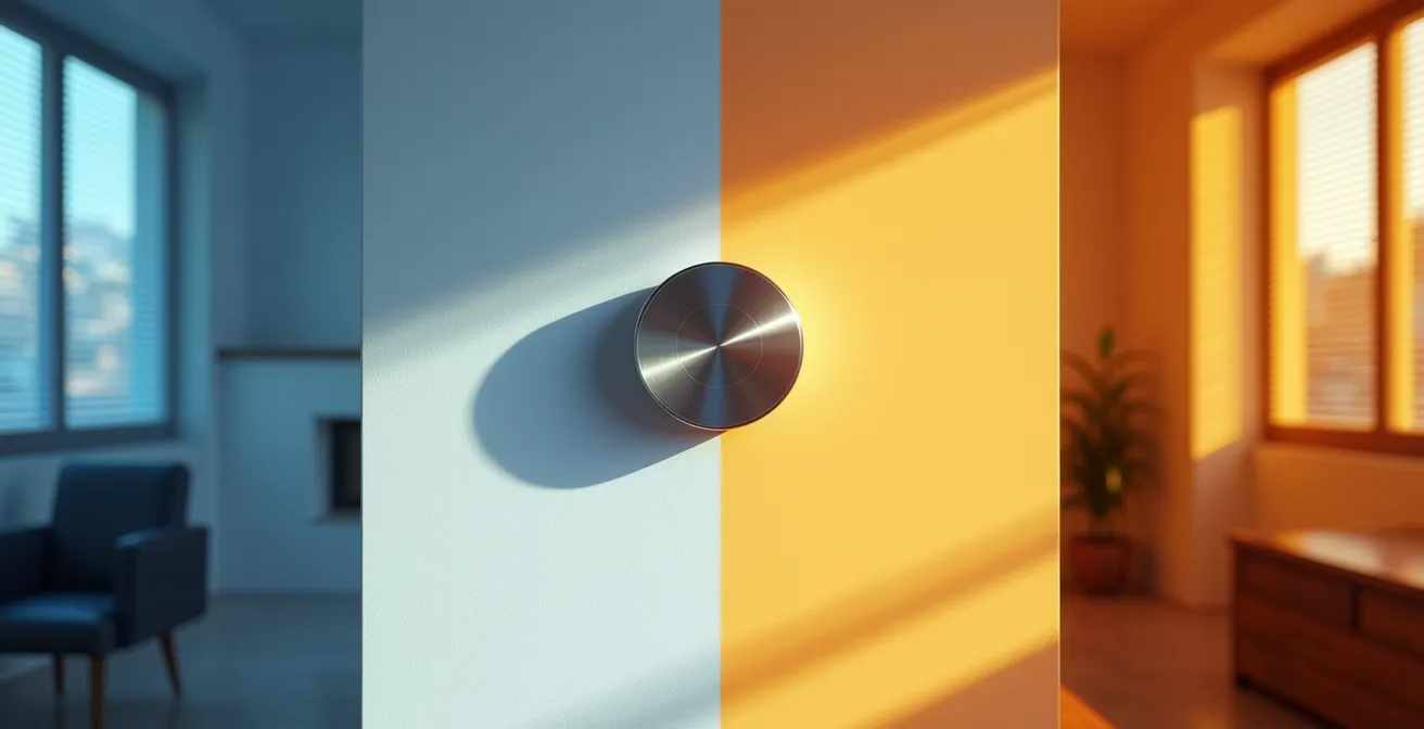 Smart thermostat calibration process showing energy consumption patterns