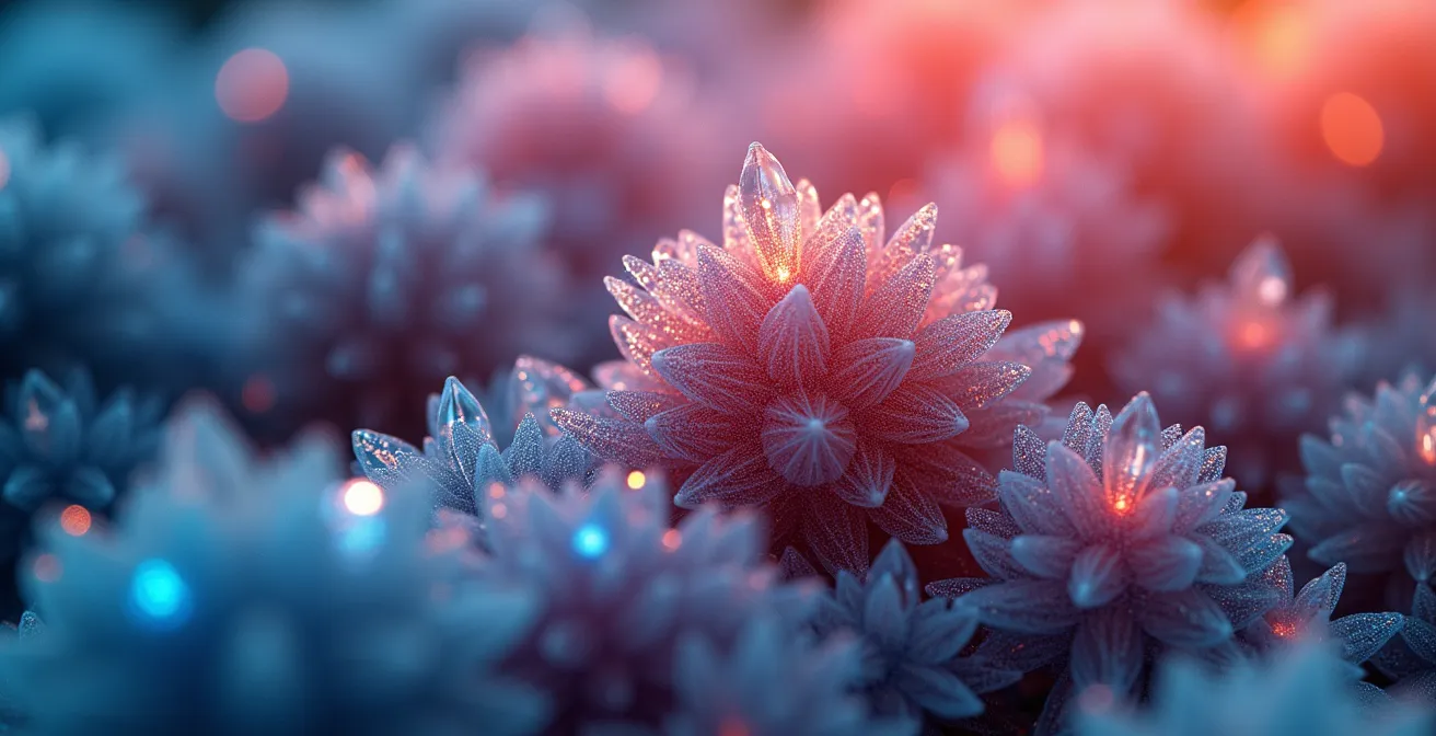 Abstract macro photography of social media algorithm patterns representing content saturation and burnout